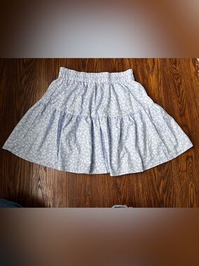 Light Blue Floral Skirt medium light weight